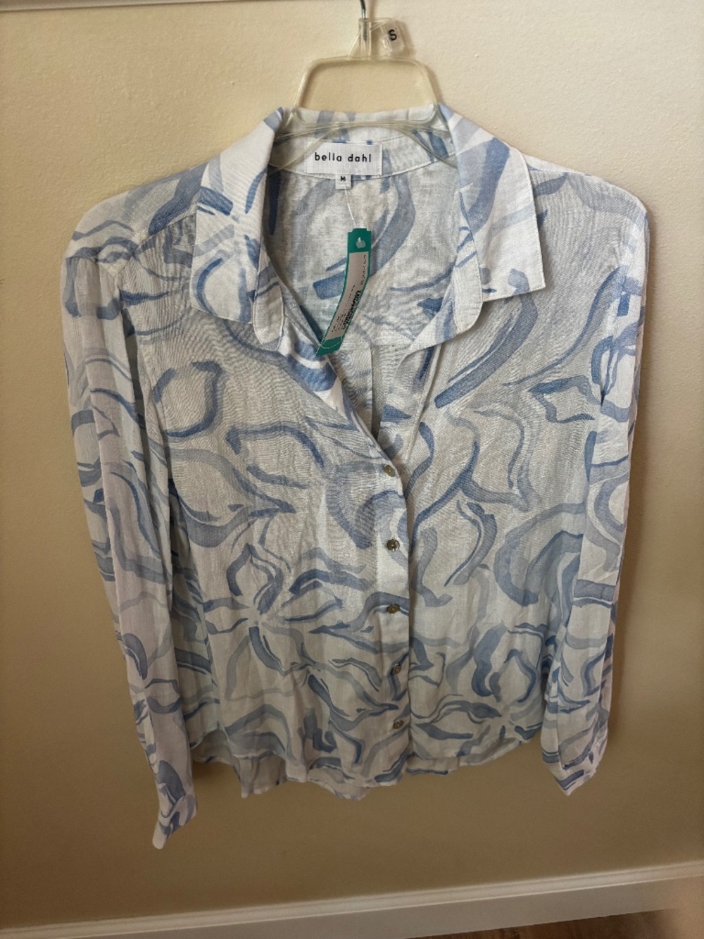 Bella‎ Dahl Button Down Easton linen blend shirt blue white NWT
